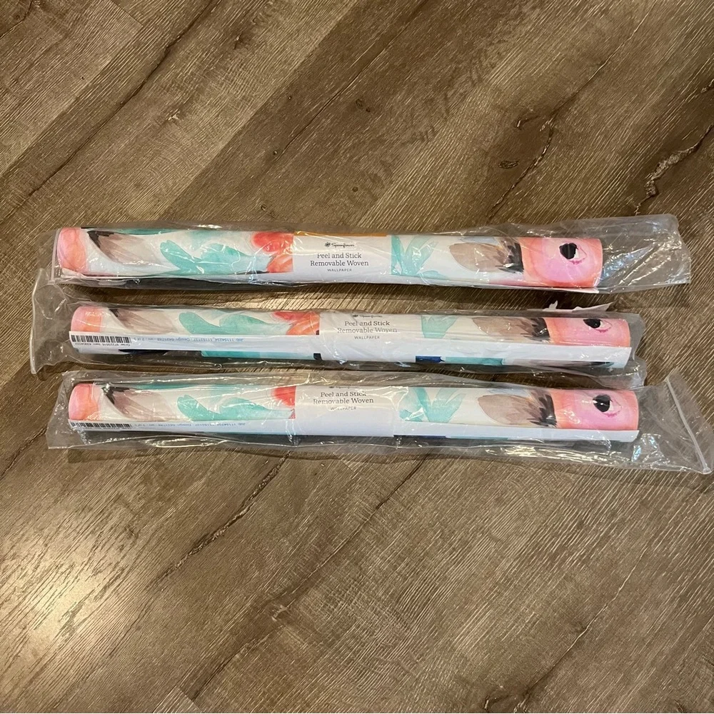 3Rolls Spoonflower Wallpaper Peel & Stick Watercolor Roses Summer Blooms